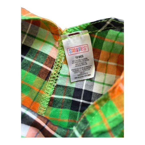 Swiggies plaid overall embroidered alligator snaps/buttons Boys 18 Months - Picture 9 of 9